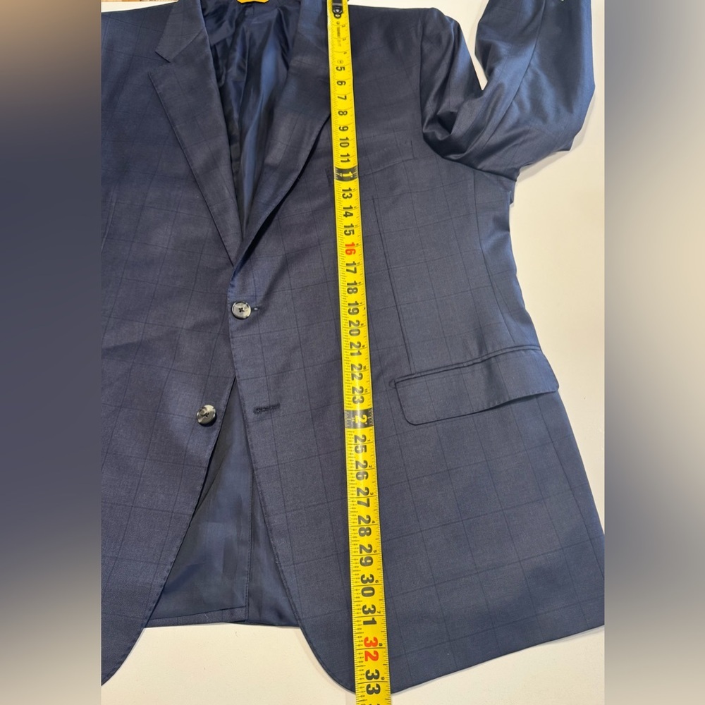 Hickey Freeman Men’s 48R 100% Wool Loro Piana blazer Navy Blue Check Made In USA - Picture 9 of 11